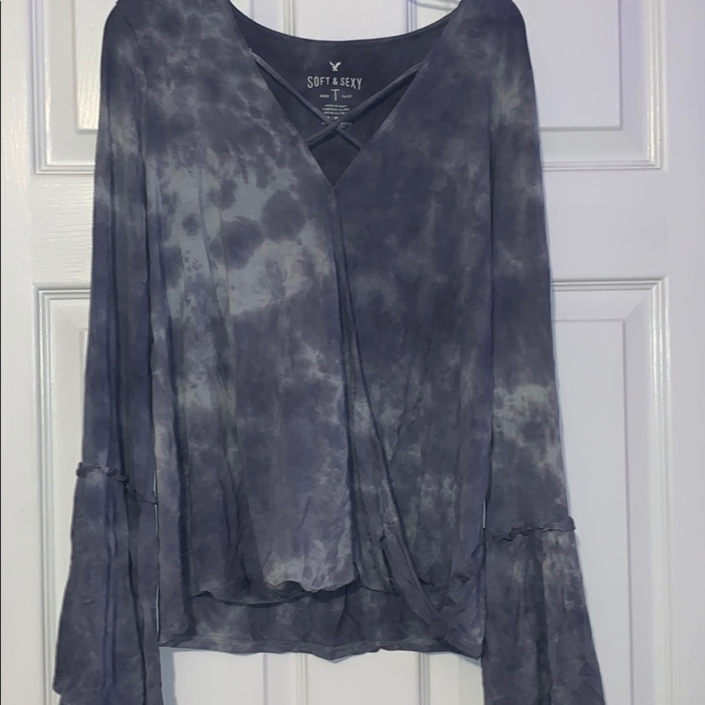 The dye blue long sleeve top from AE